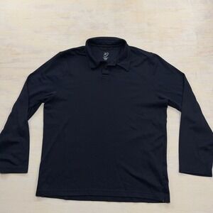 Zero Restriction Polo Shirt Tour Series Large Merino Wool Long Sleeve Navy Mens
